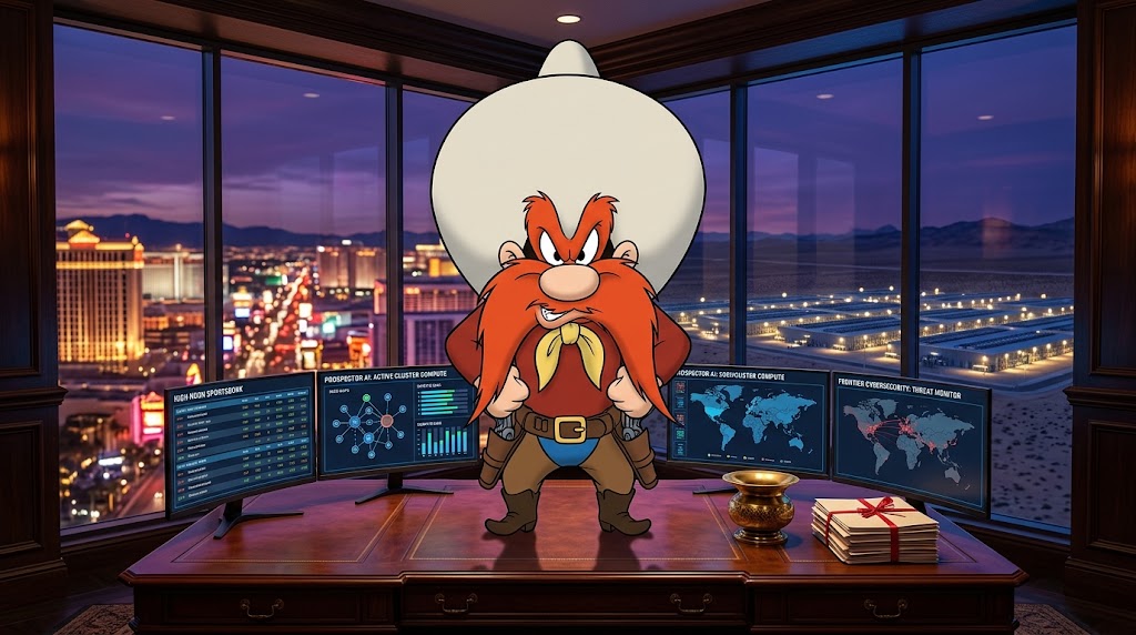 Yosemite Sam at a casino table.