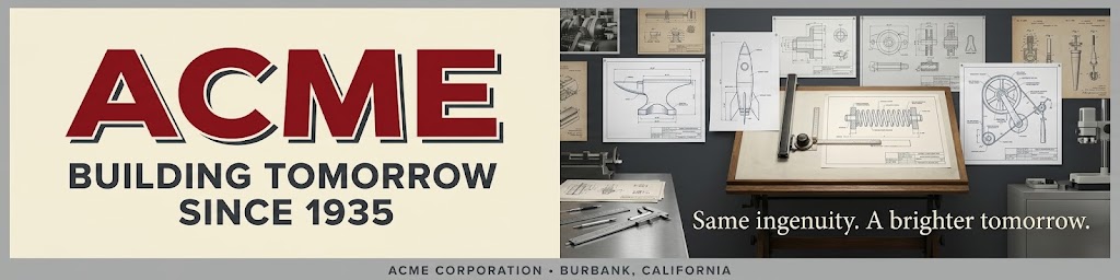 ACME Building Tomorrow Since 1935 advertisement